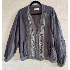 De Pietri Silk XL Cardigan Italy Gray Boho Layering Luxe Minimalist‎ Scandi Chic